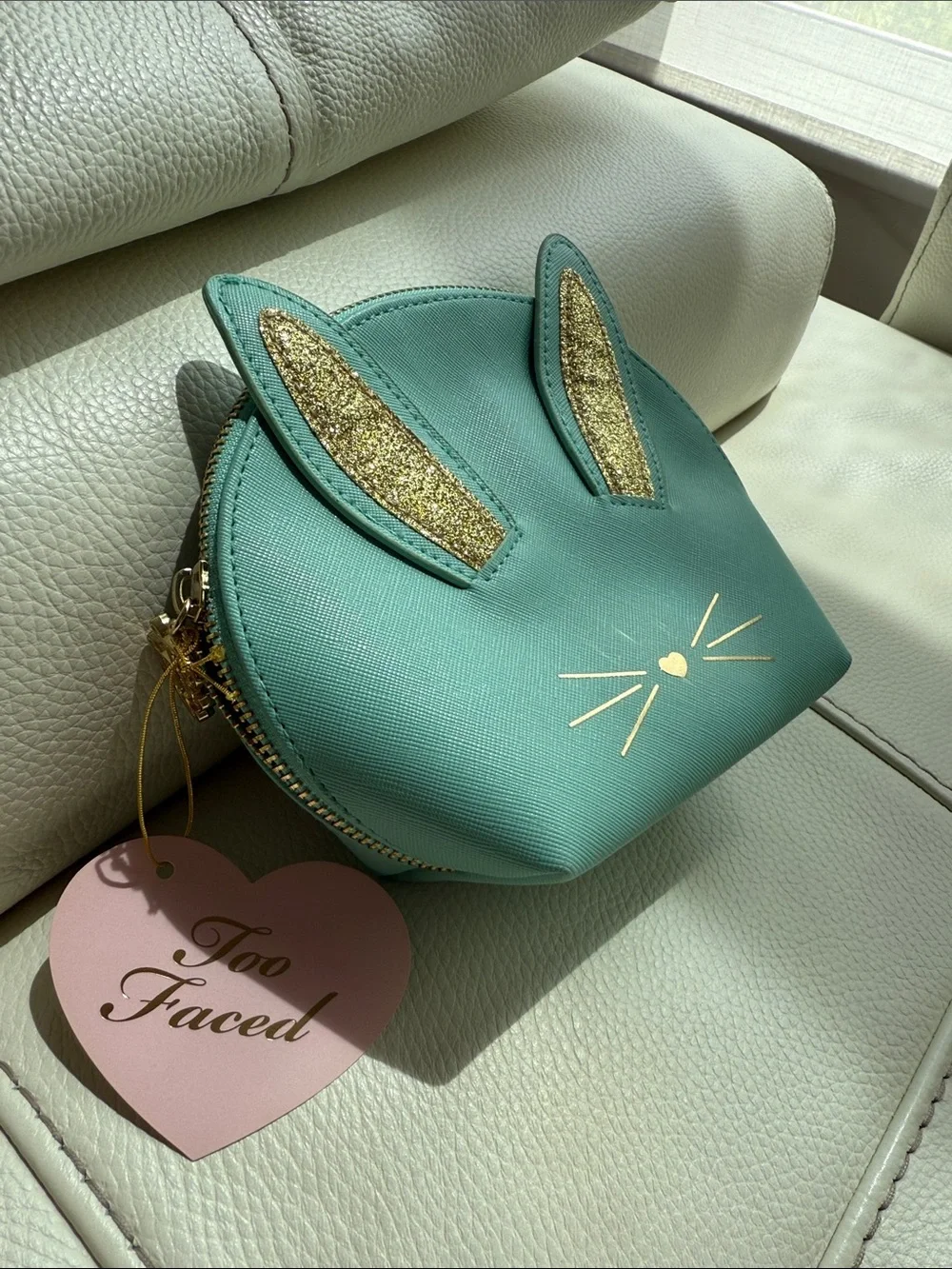 Too Faced Teal Cool‎ Not Cruel Bunny Makeup Bag